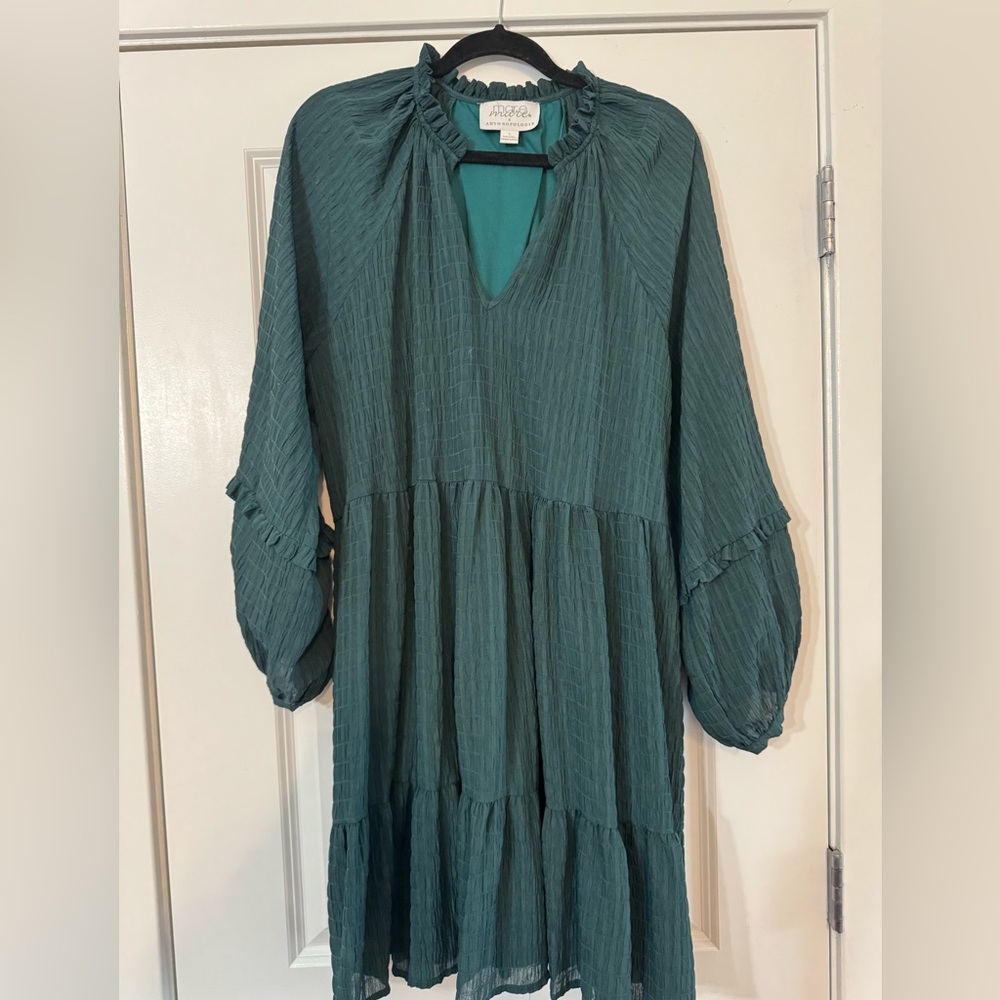 Anthropologie Teal Long Sleeve Dress